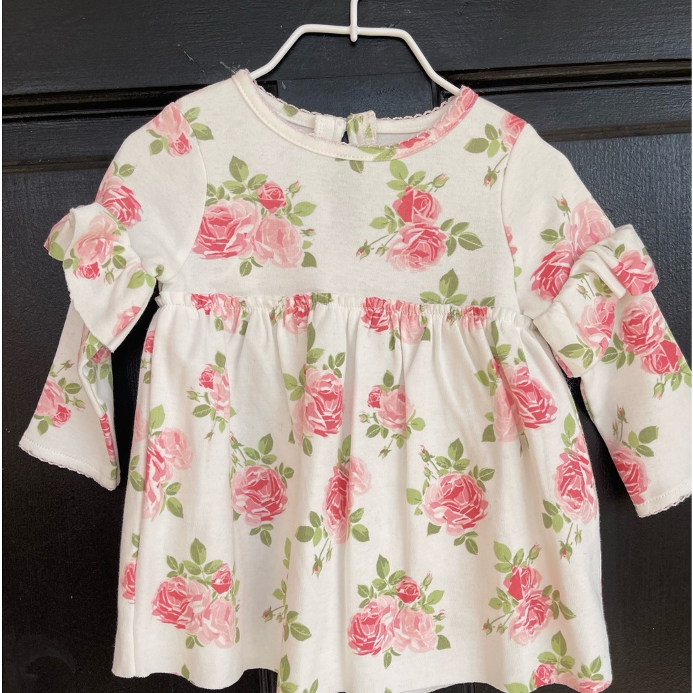 New with tag Mud Pie rose floral dress cotton knit & panty cover set